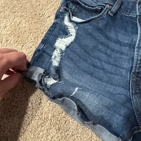 Express Distressed Jean Shorts Style Shortie High Rise Women's Size 6 Rolled Hem - Picture 7 of 10